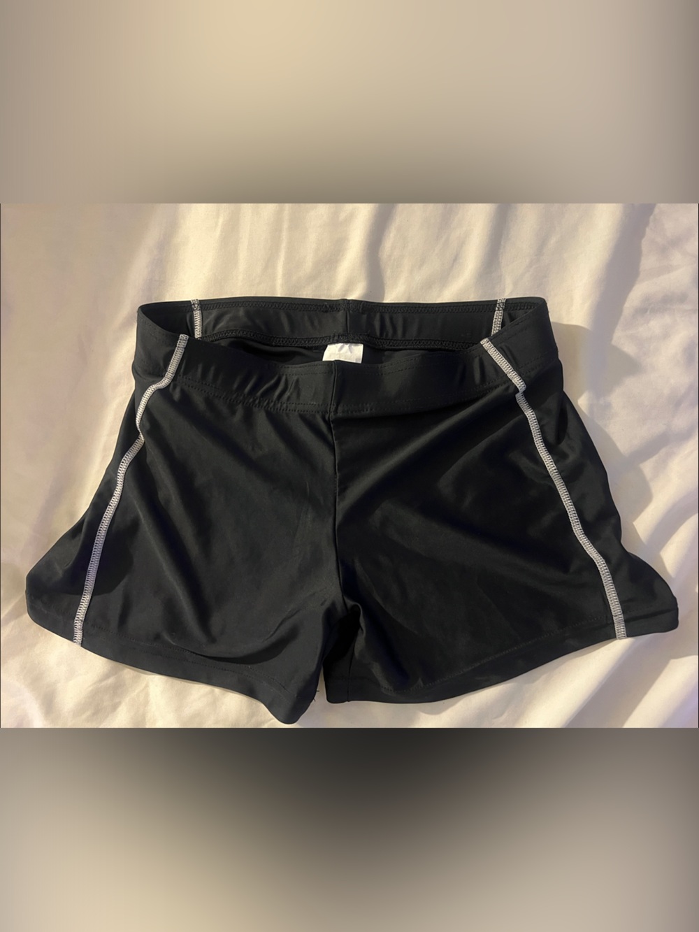 Black Athletic Shorts with Contrast Stitching, Medium